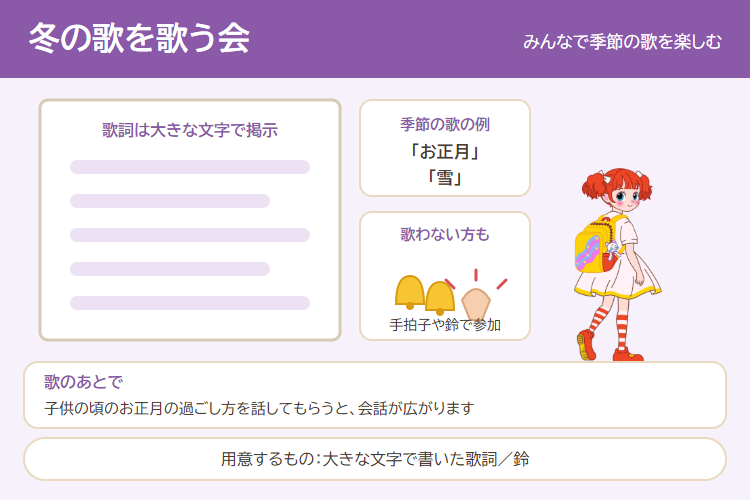 冬の歌を歌う会の進め方の図解
